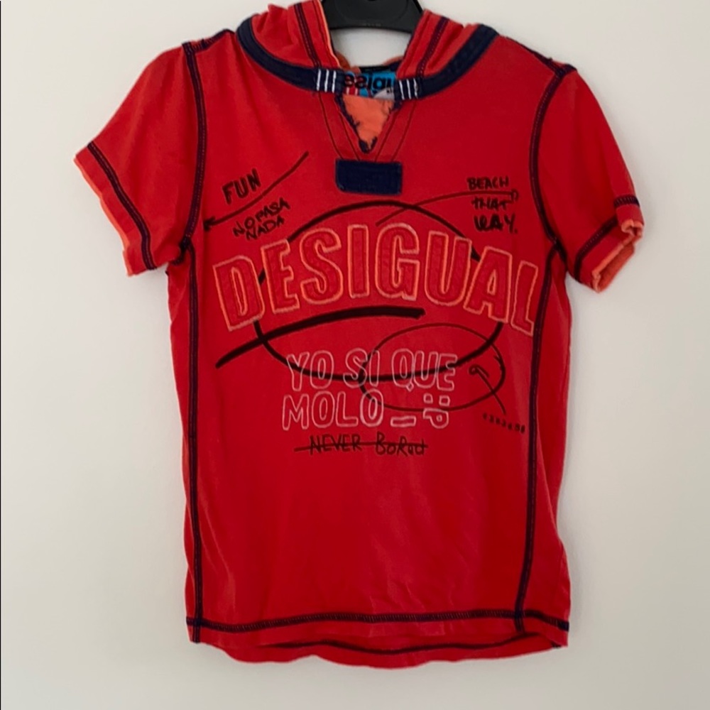 Desigual Red hooded T-Shirt, gently used, 7/10.